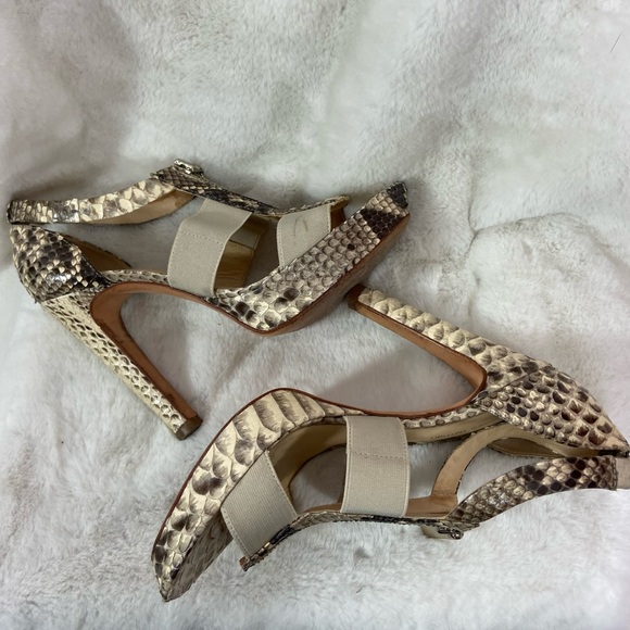 Alexandre Birman Python Snakeskin Platform Zip Heels Snake 7B Sexy Natural - Picture 11 of 11